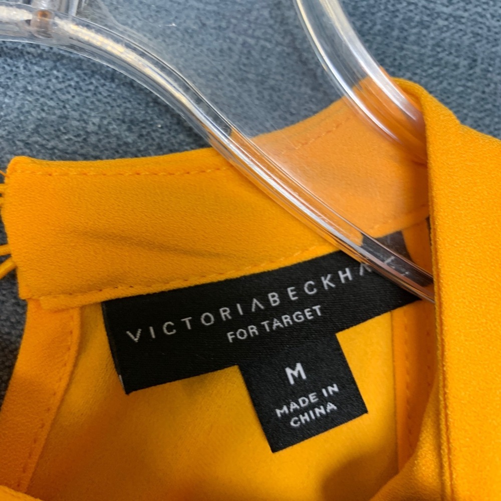 Victoria Beckham For Target Blouse Top Womens M Marigold High Neck Scallop Trim - Picture 8 of 15